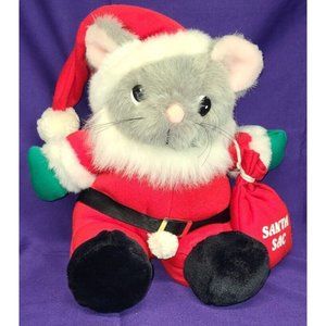 JC Penney Santa Mouse Plush Stuffed Animal Santa Holding Santa Sac Christmas